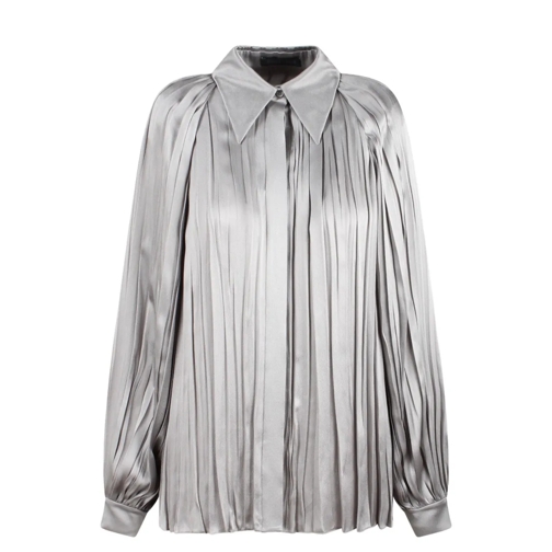 Alberta Ferretti Hemden Satin Pleated Shirt Grey