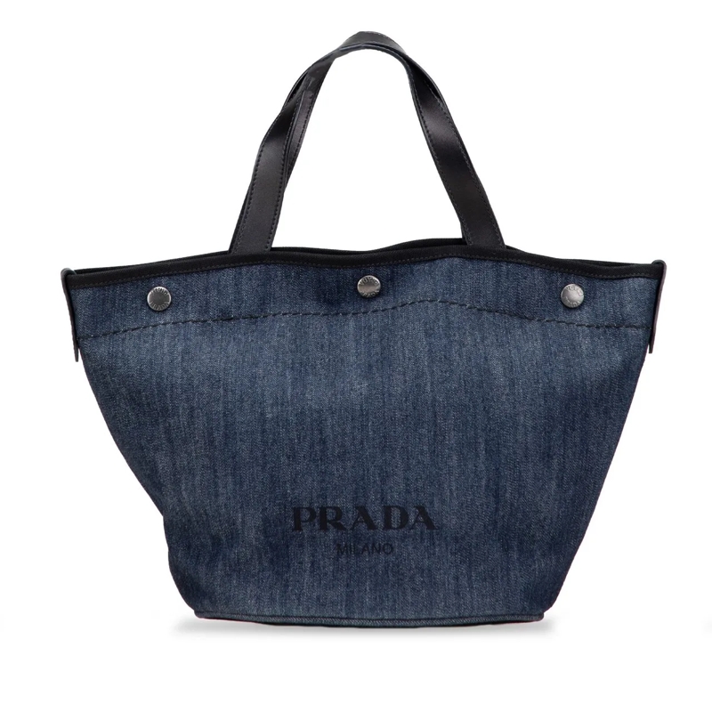 Prada Schultertasche Denim Logo Satchel blau