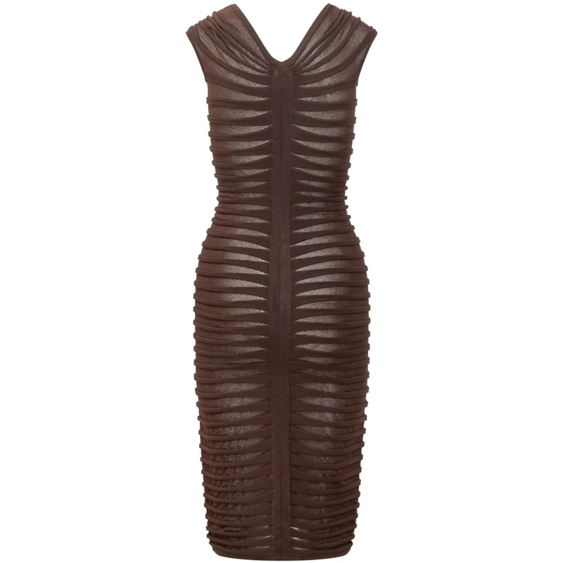 Elisabetta Franchi Maxikleid Abito Midi in Maglia Drappeggiata braun(Image 2)