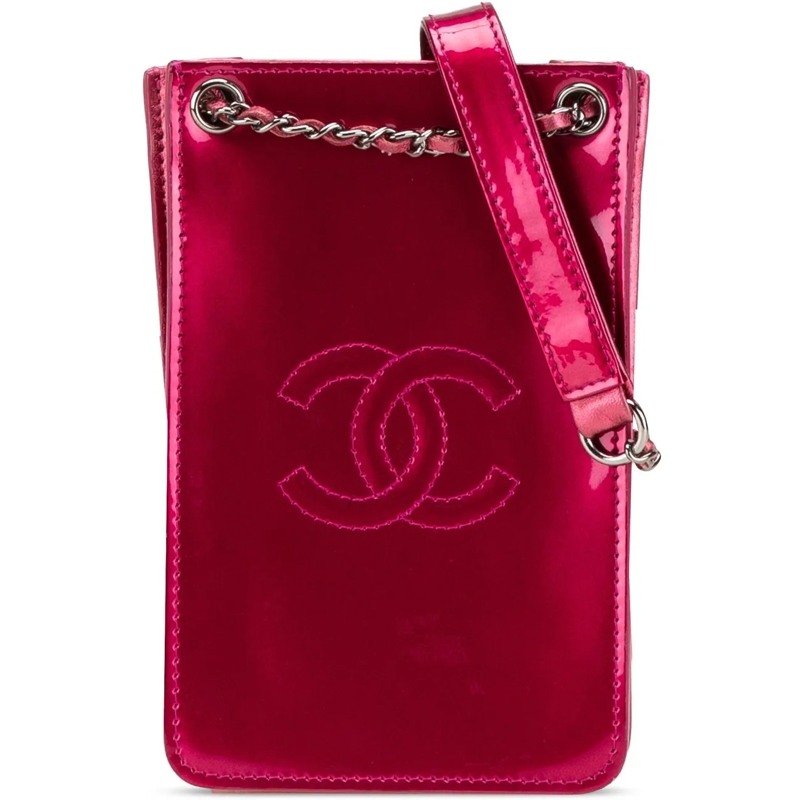 Chanel Sac à bandoulière CC Patent Phone Holder Crossbody rose