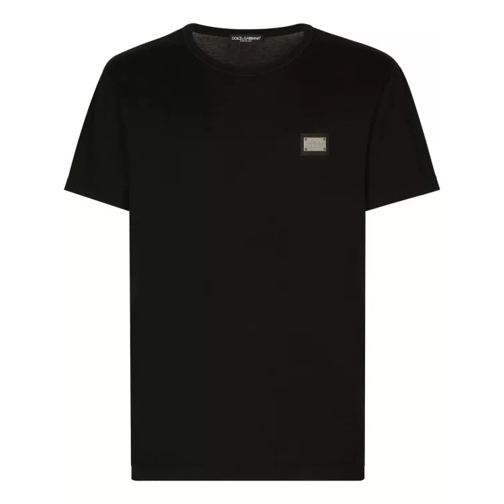 Dolce&Gabbana Black Logo-Plaque Short-Sleeve T-Shirt Black T-shirts