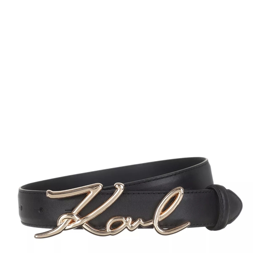 Karl Lagerfeld Signature Belt Black Gold Dunne Riem