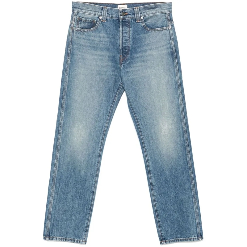 Khaite Jeans Relaxed Bow Leg Jeans In Faded Denim Blue