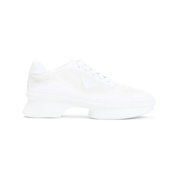 Prada Chunky Sole Sneakers With Breathable Mesh Upper White