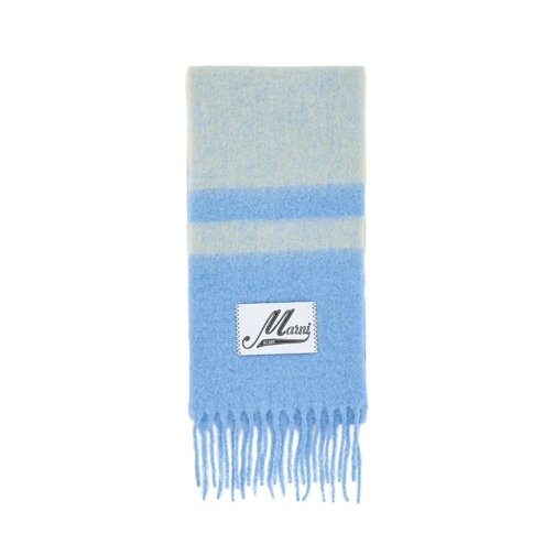 Marni Striped Brushed Alpaca Mohair Scarf Blue Sciarpa leggera