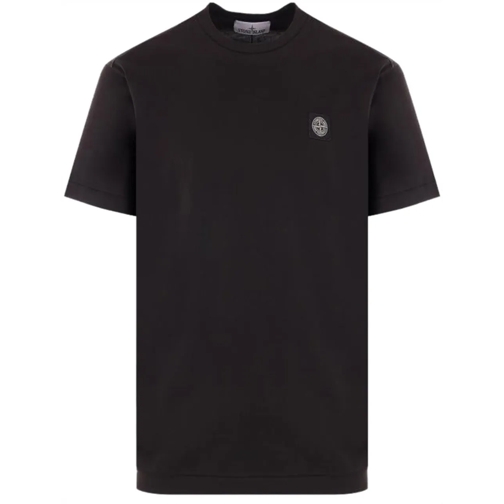 Stone Island T-Shirts Compass-patch cotton T-shirt schwarz