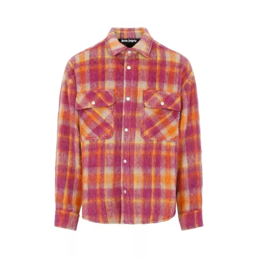 Palm Angels Brushed Check Burgundy Virgin Wool Shirt Multicolor 