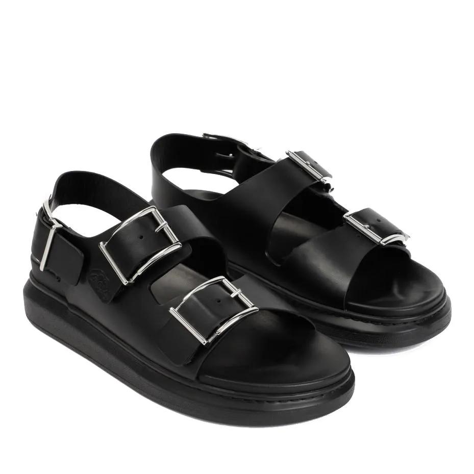 Alexander McQueen Loafers & Ballerinas - Black Hybrid Double Buckle Sandals - Gr. 41 (EU) - in Schwarz - für Damen