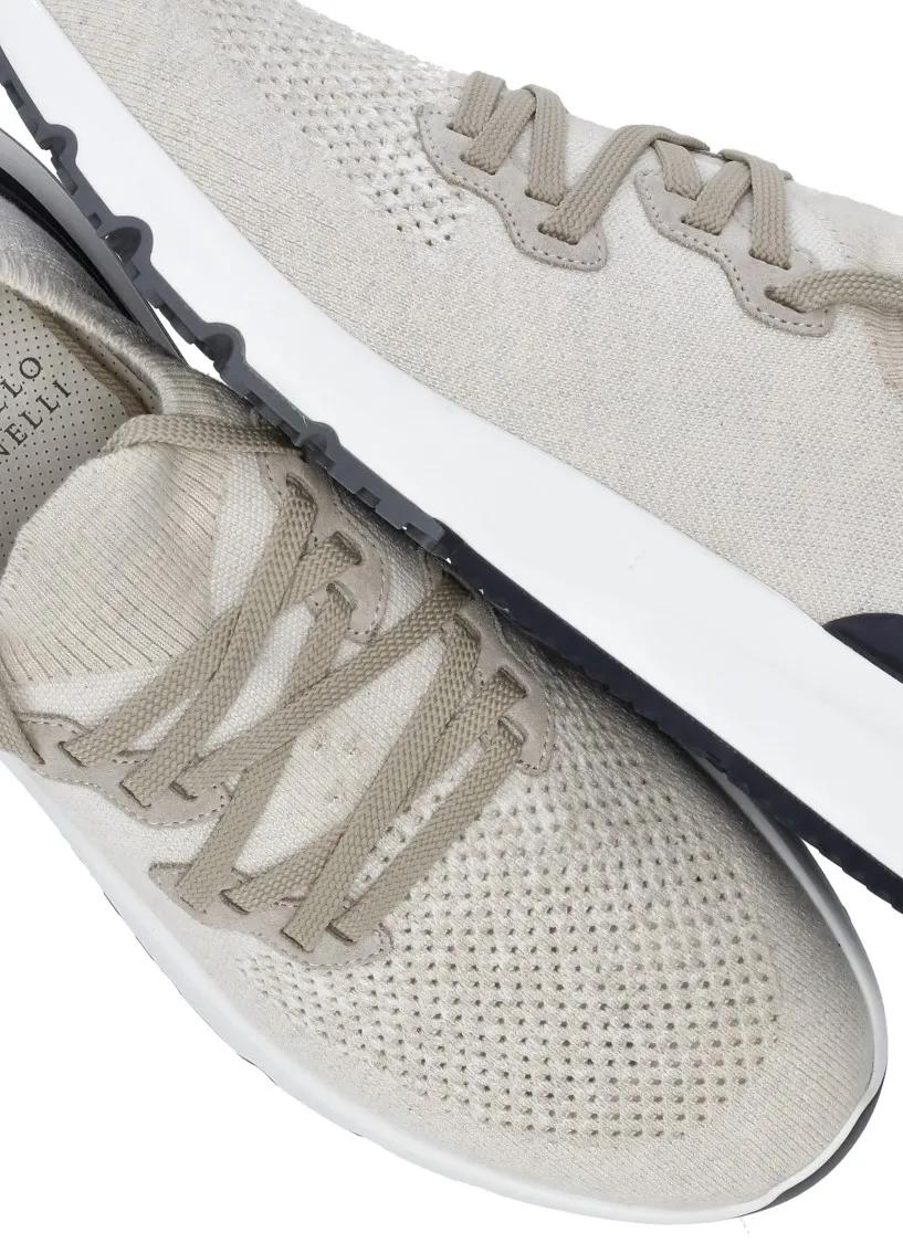 Thumbnail - Brunello Cucinelli Low-Top Sneaker - Ivory Cucinelli Cotton Sneakers - Gr. 40 (EU) - in Beige - für Damen