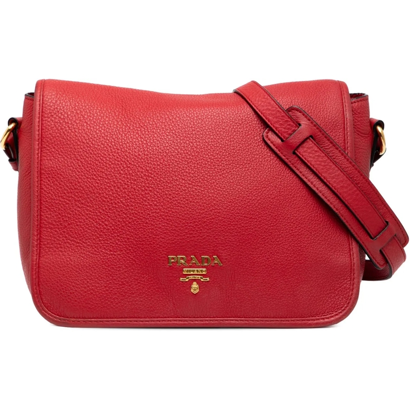 Prada Schultertasche Vitello Phenix Flap Crossbody rot