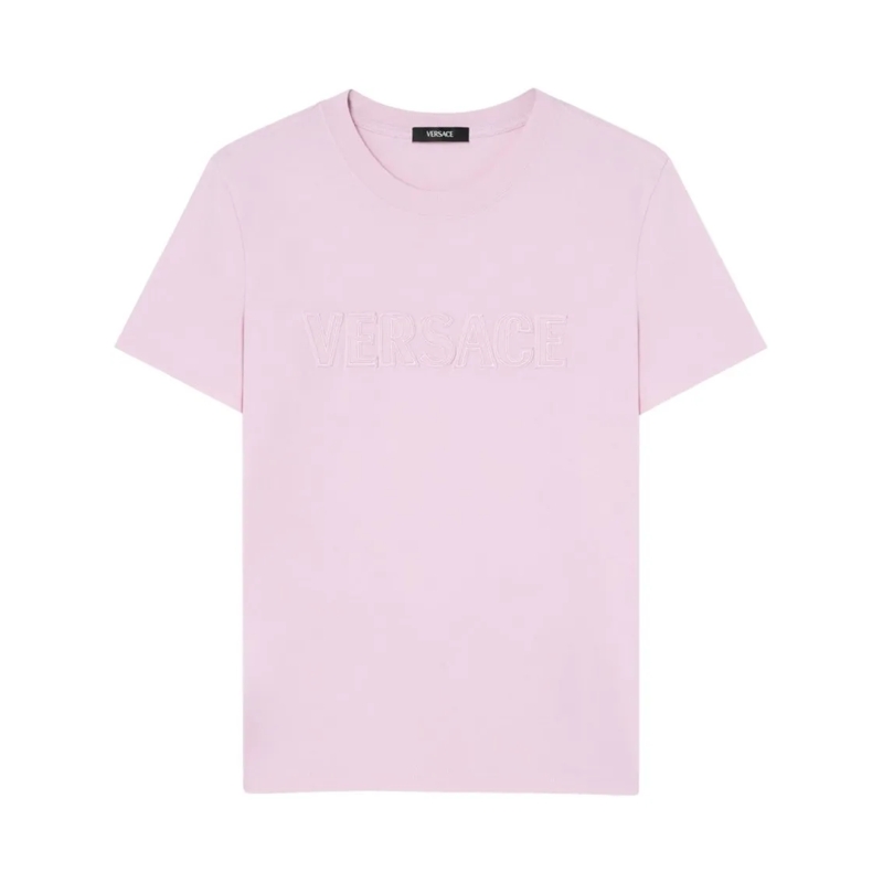 Versace T-Shirt Flamingo Pink Short-Sleeved Crew Neck Top Purple