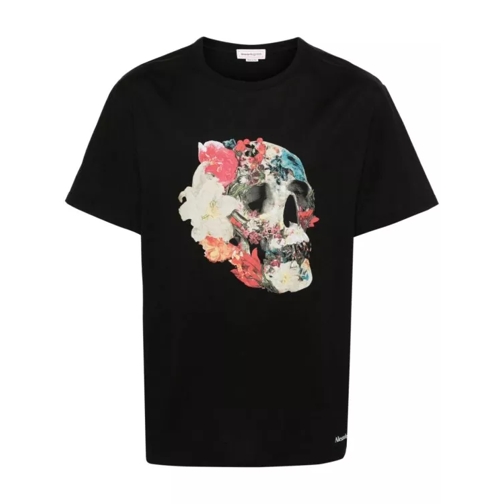 Alexander McQueen Black Floral Skull T-Shirt Black 