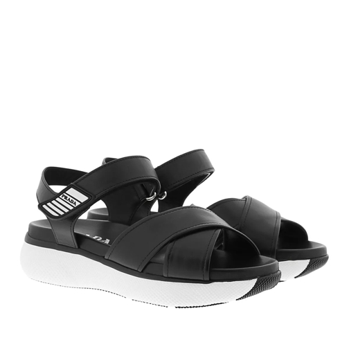 Prada Move Sandals Calf Leather Black/White Sandaal