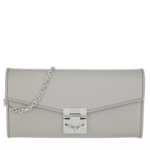 MCM Patricia Park Avenue Flap Wallet Two-Fold Large Arch Grey Wallet On A Chain