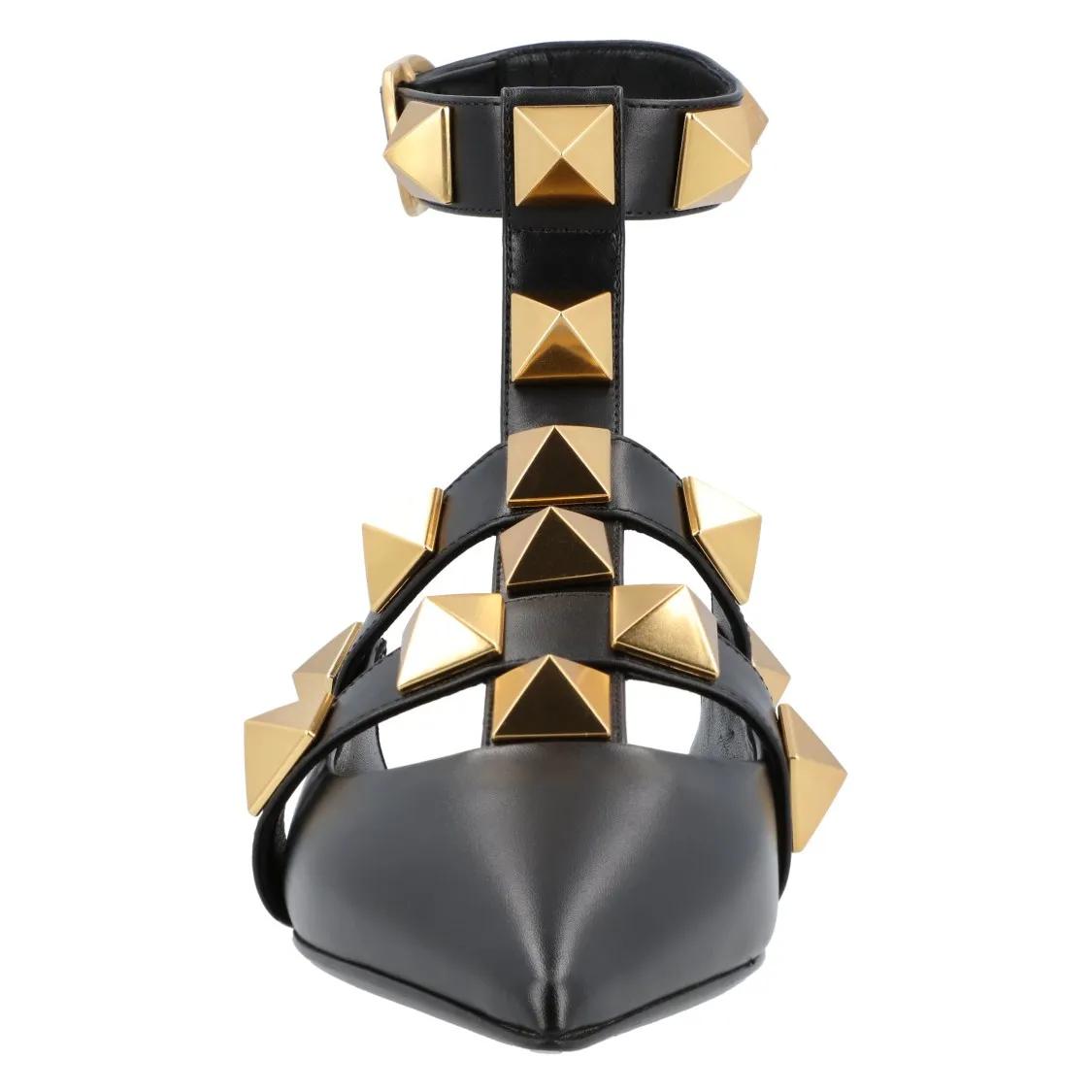 Thumbnail - Valentino Garavani Slipper & Pantoletten - Black Ballerinas With Iconic Roman Stud Rivets - Gr. 35 (EU) - in Schwarz - f...