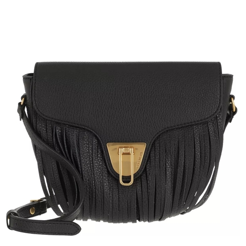 Coccinelle Coccinelle Beat Frange Handbag Grainy Leather Noir Saddle Bag