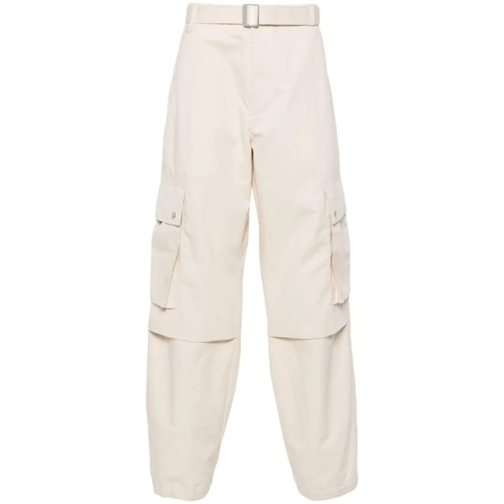 Jacquemus  Cream Wavy Fabric Cargo Trousers Neutrals