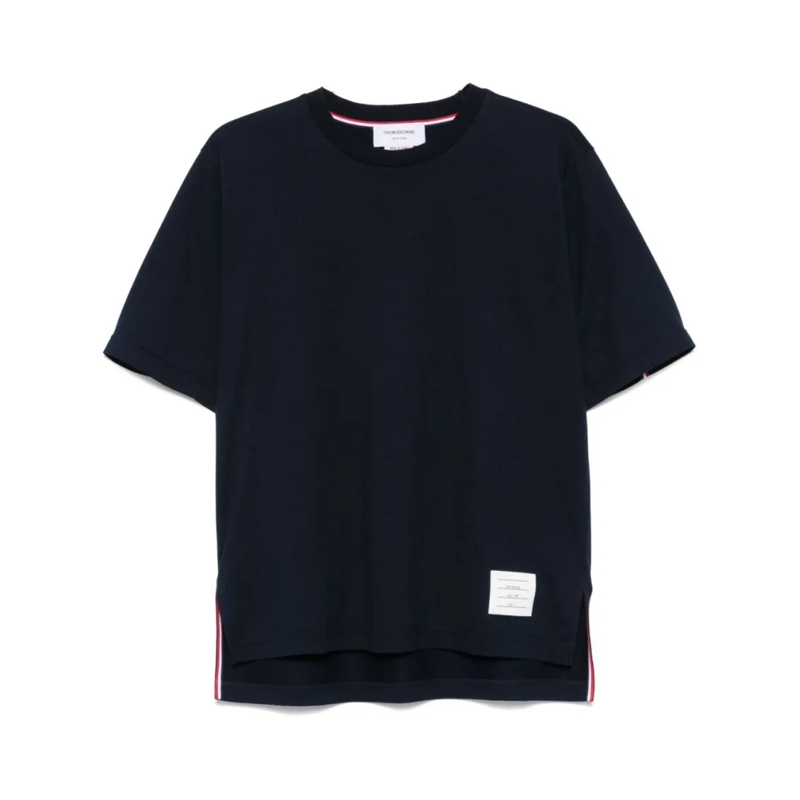 Thom Browne T-shirt Midnight Blue T-Shirt With Grosgrain Tab Blue
