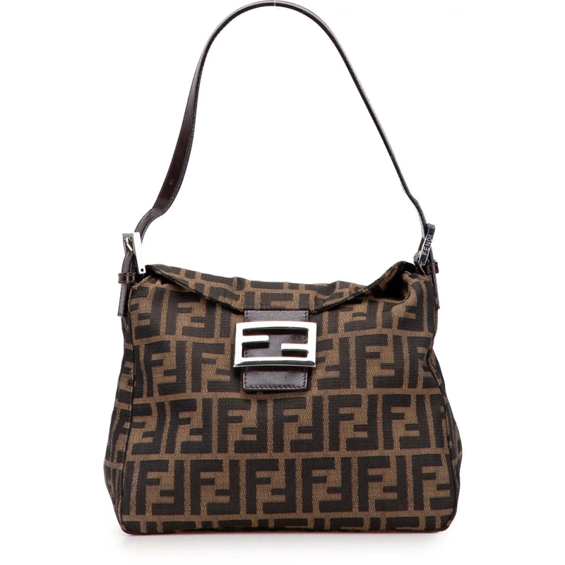 Fendi Sac à bandoulière Zucca Canvas Double Flap Shoulder Bag braun