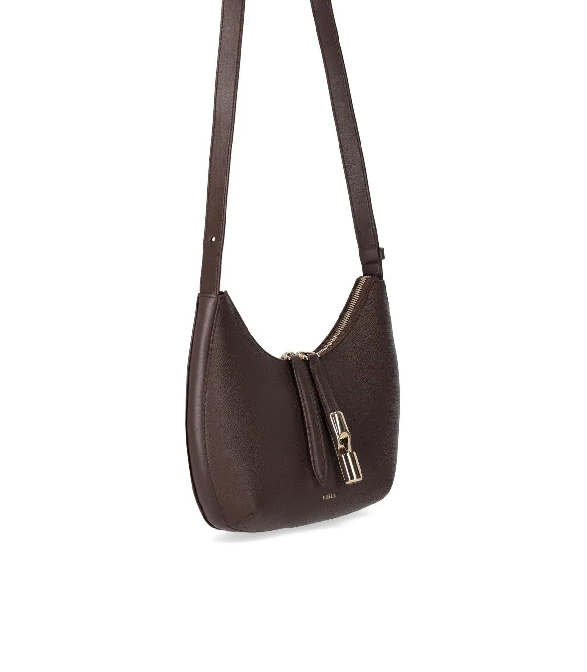 Furla Chocoladebruine Crossbody Tas met Cilinderlogo Brown Dames