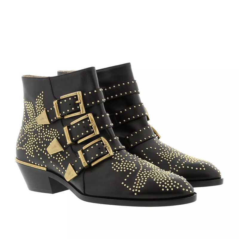 Chloé Stiefel Susanna Leather Studs Boots Black/Gold