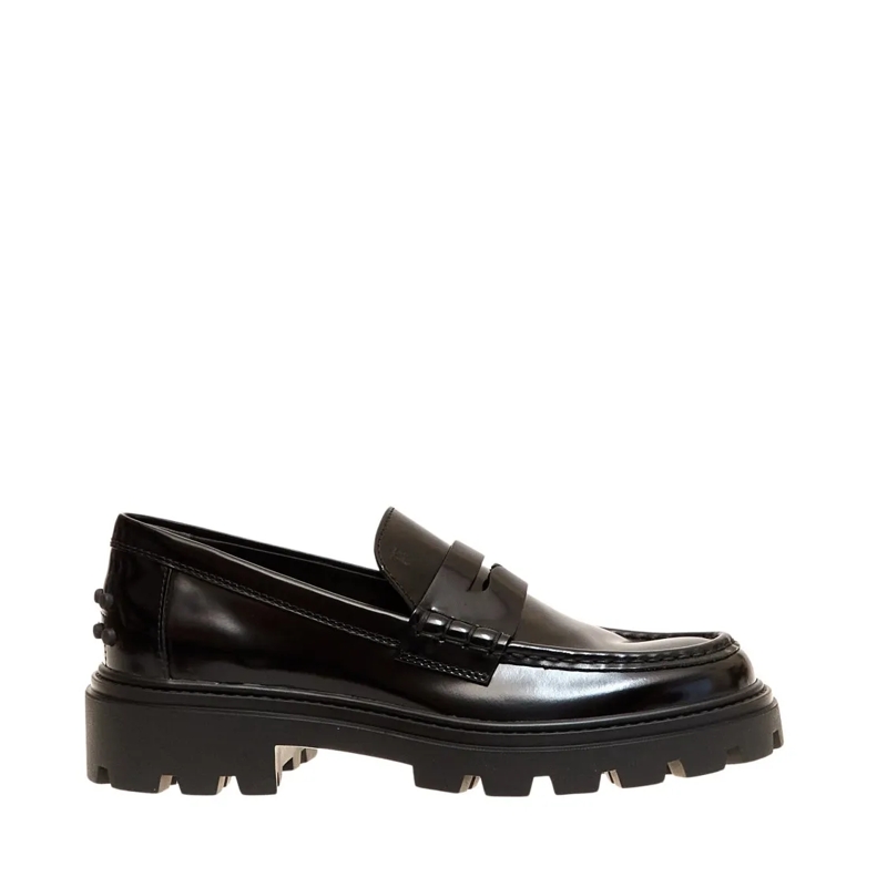 Tod's Ballerinas Black Brushed Tank Moccasin Black