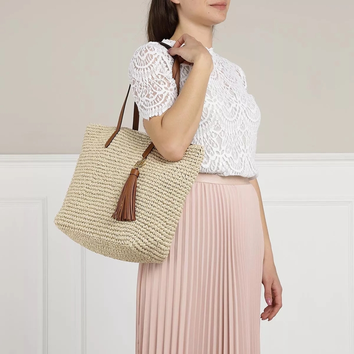 Lauren Ralph Lauren Whitney Medium Crochet Straw Tote Bag