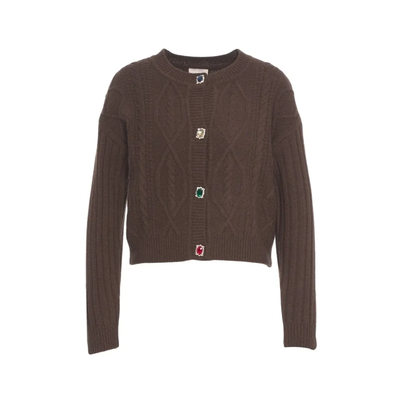 LIU JO Strickjacke Cropped Cable Knit Cardigan Brown
