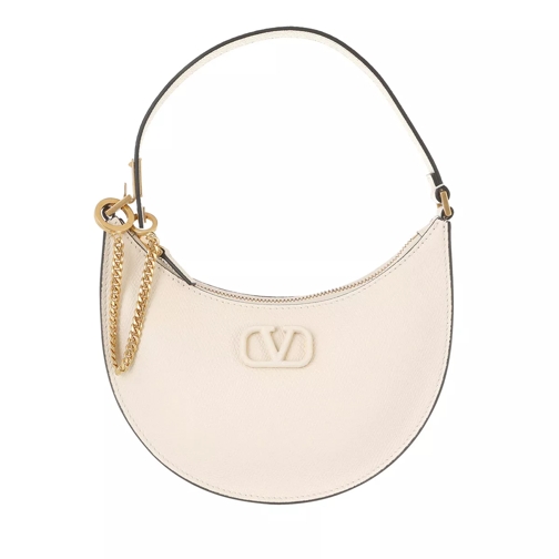 Valentino Garavani Mini V-Logo Signature Hobo Bag Leather Light Ivory Liten väska