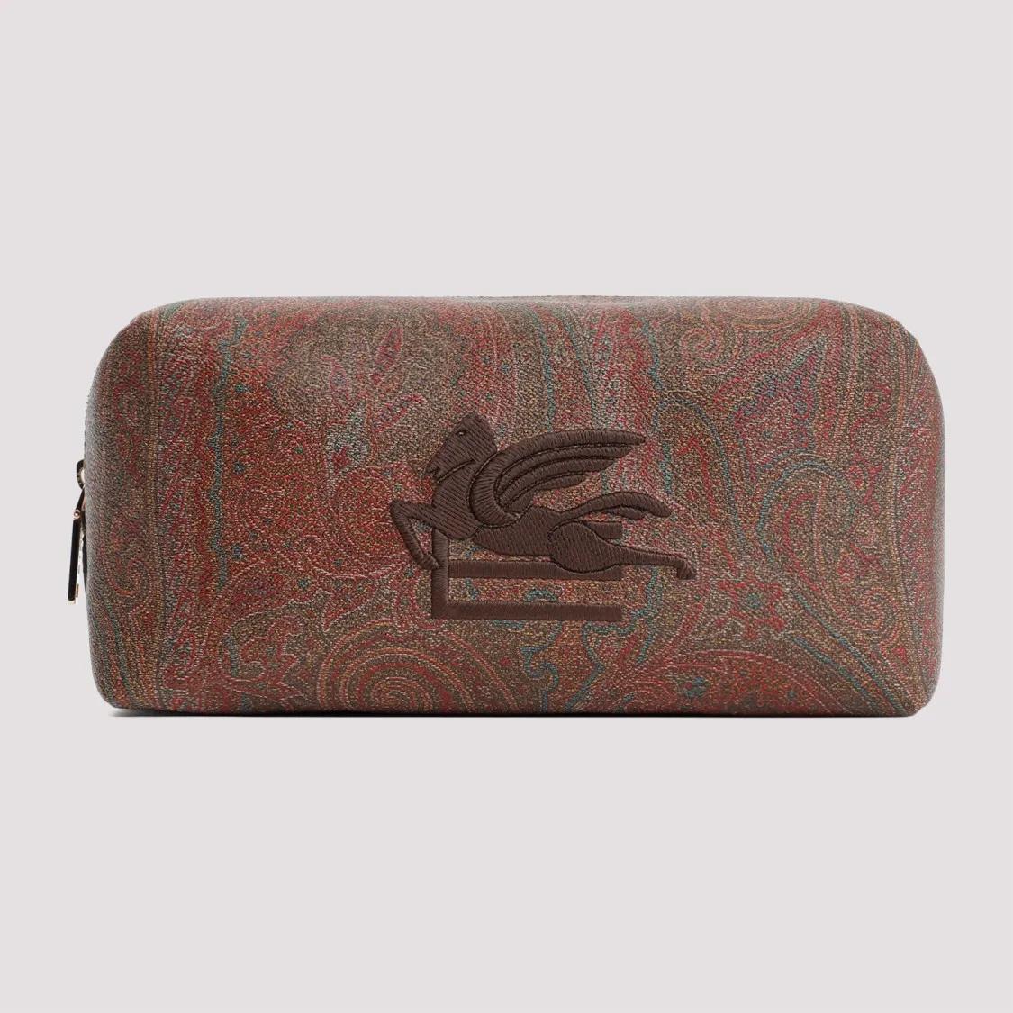 ETRO Pochettes M Brown Paisley Fabric Pouch in bruin