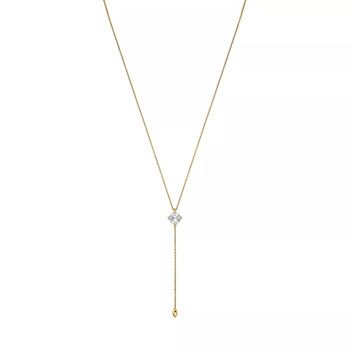 Little Luxuries by VILMAS Fashion Classics Necklace With Stones In Solitaire Yellow Gold Plated Medium Necklace