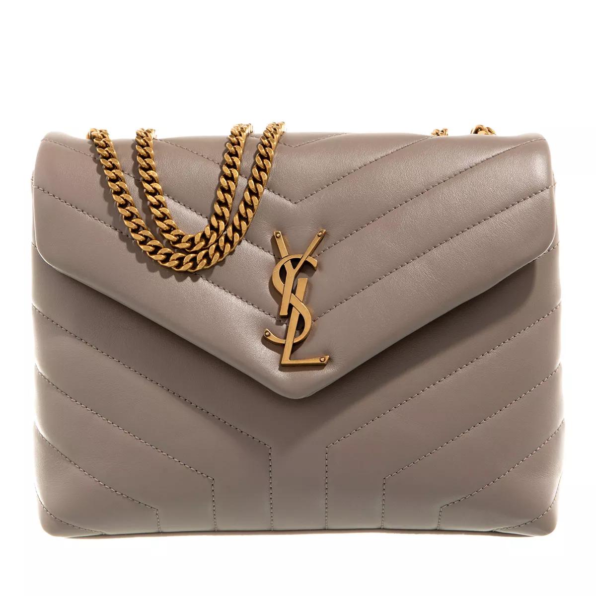 Saint Laurent LouLou Shoulder Bag S Leather Greyish Brown Crossbody Bag