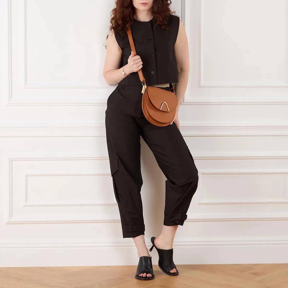Coccinelle Stijlvolle leren schoudertas met knoopsluiting Brown Dames