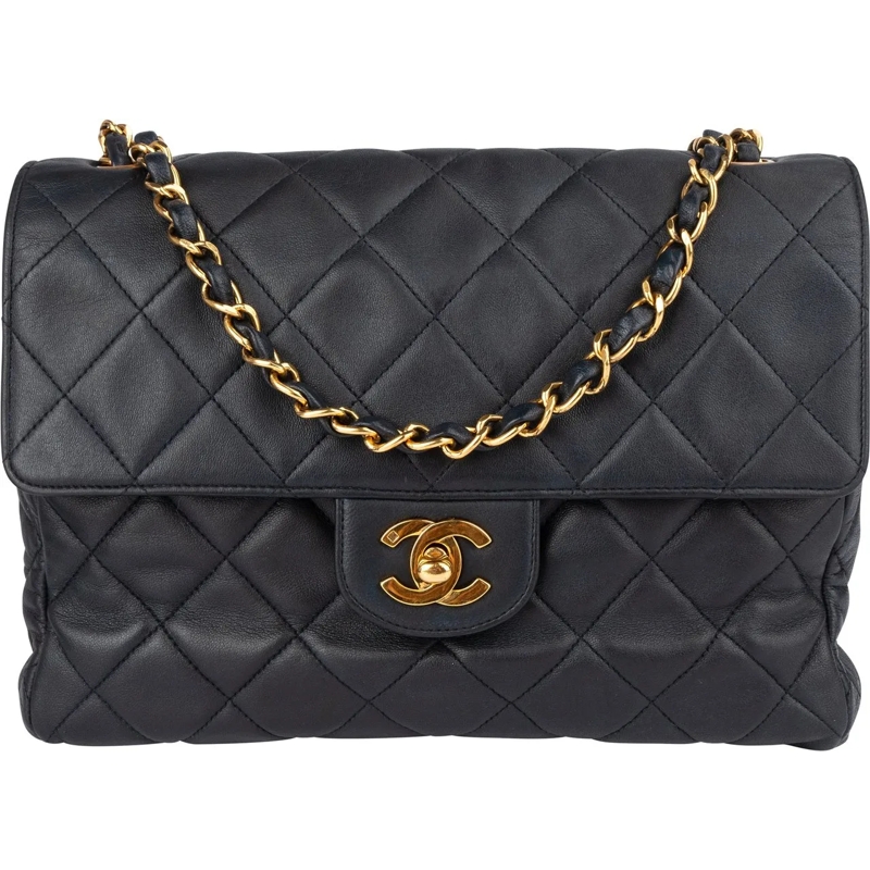 Chanel Tote Chanel Quilted Soft Lambskin 24K Gold Single Flap  schwarz