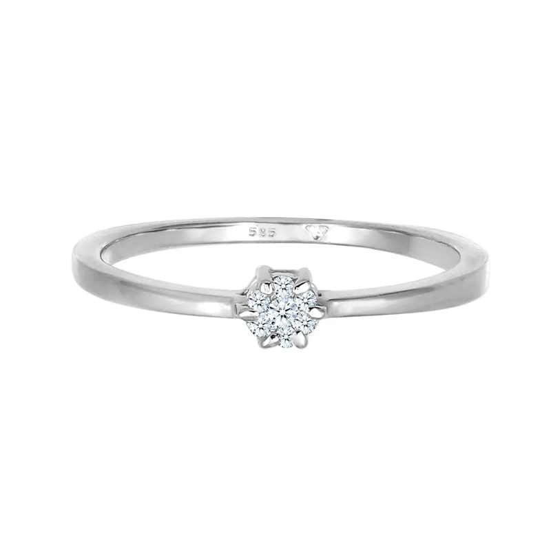 Elli Diamantring Ring Verlobungsring Diamanten (0.045 ct.) 585 Weiß silber(Image 2)