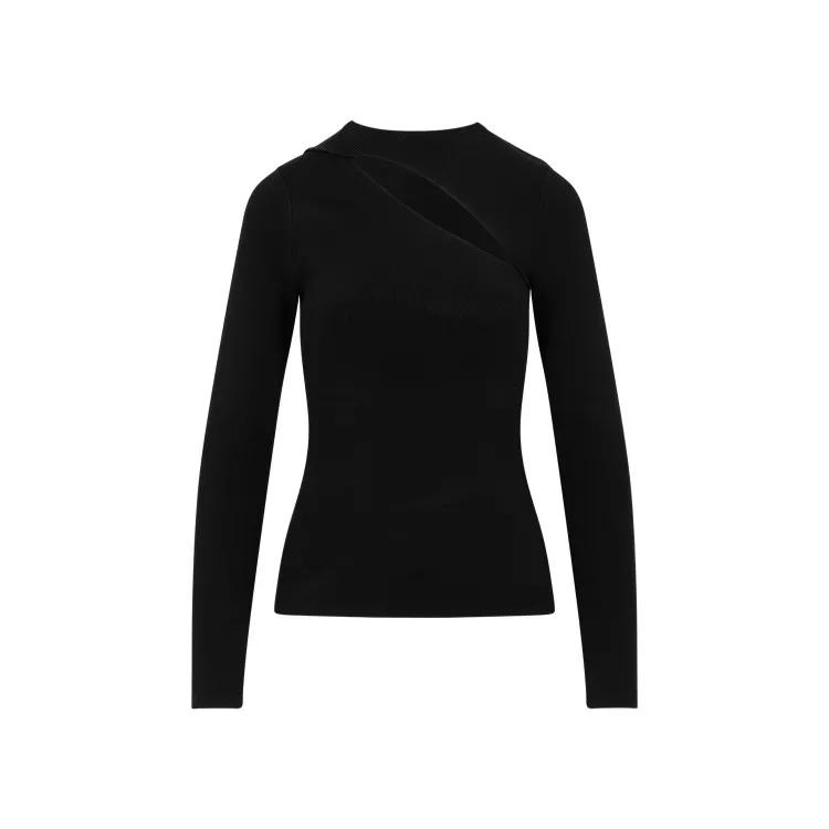 Victoria Beckham - Black Asymmetric Cut-Out Top - Größe 8 - black