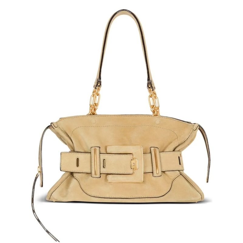 Balmain Schultertasche Beige Handbag With Buckle Detail Neutrals