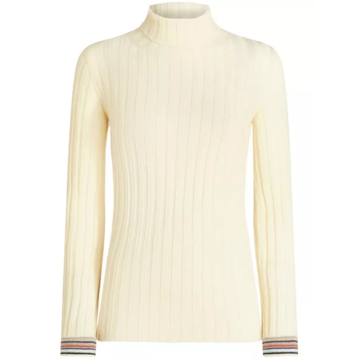 Etro White Striped Edge Sweater Neutrals 
