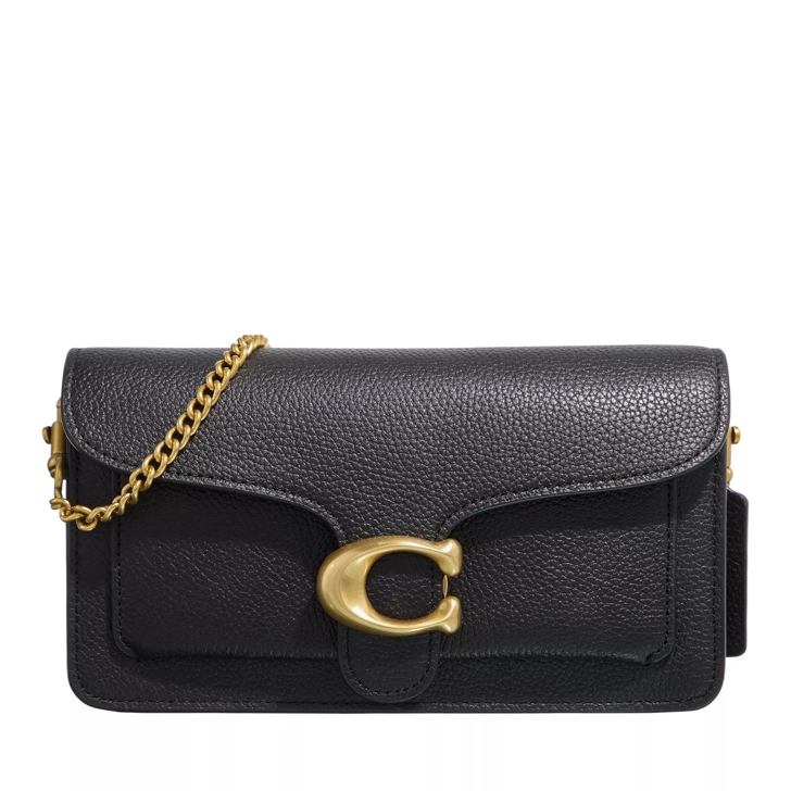 Coach Polished Pebble Leather Tabby Chain Clutch b4 black Crossbody Bag