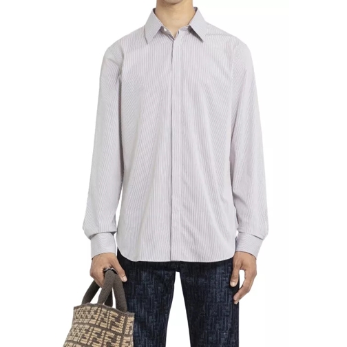 Fendi Pinstriped Cotton Shirt Brown 