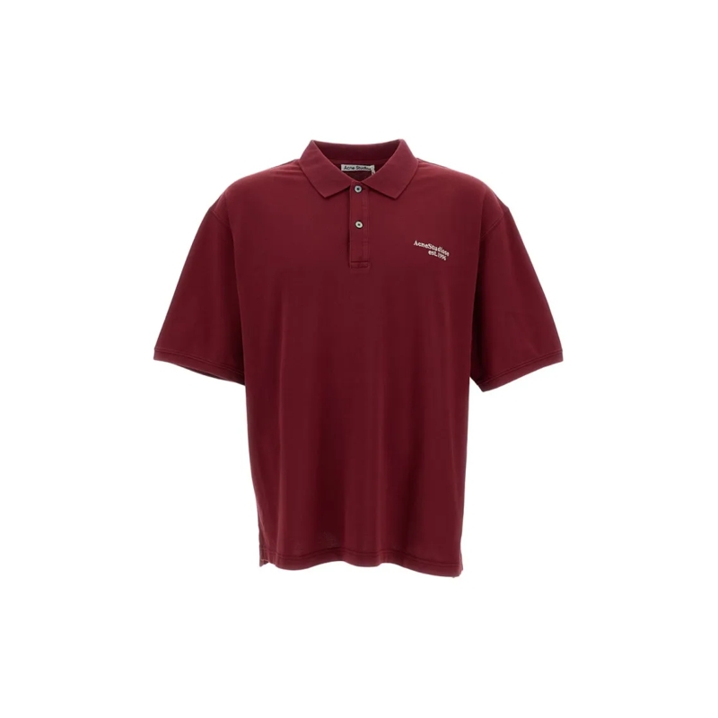 Acne Studios Polo Cropped Burgundy Polo Shirt With Classic Collar Burgundy