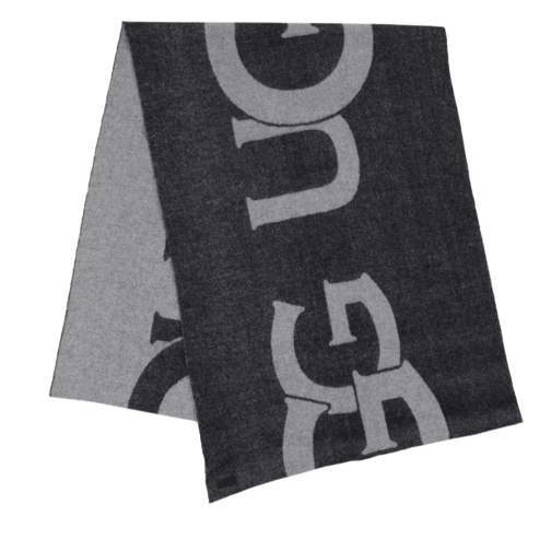 UGG W Woven Logo Scarf Black Wool Scarf