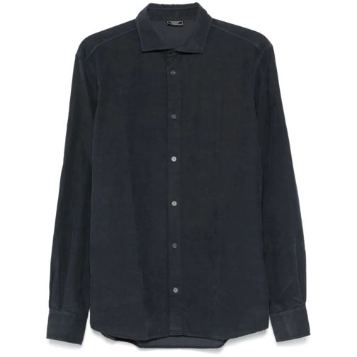 Peserico Shirts Blue Corduroy Shirt Blue