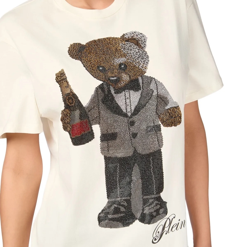 Philipp Plein T-Shirt T-Shirt Man Fit Teddy Mit Schmucksteinen weiss(Image 5)