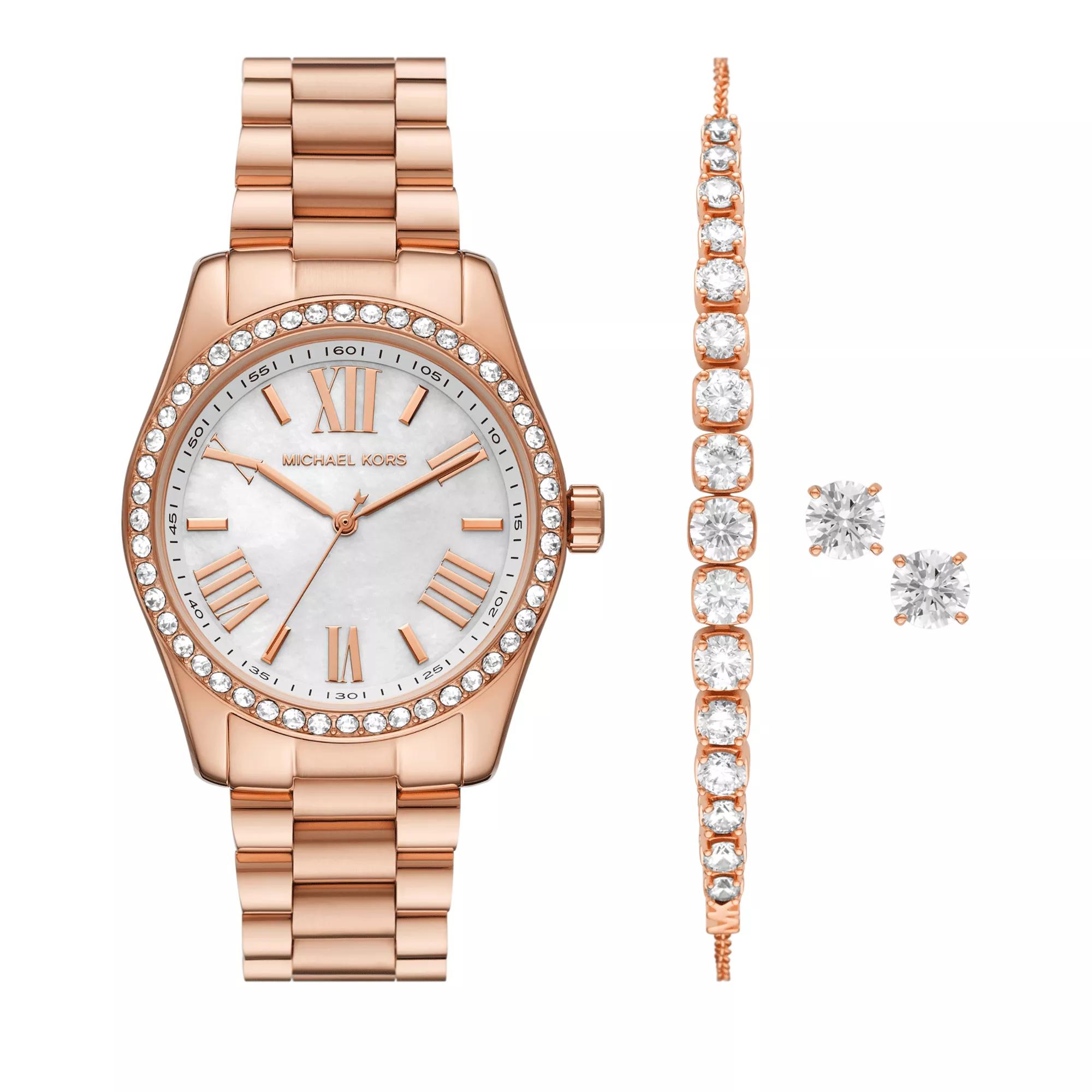 Michael Kors Lexington Quarz-Uhr Steel | Jewellery Watch Gold Three-Hand Rose Stainless and