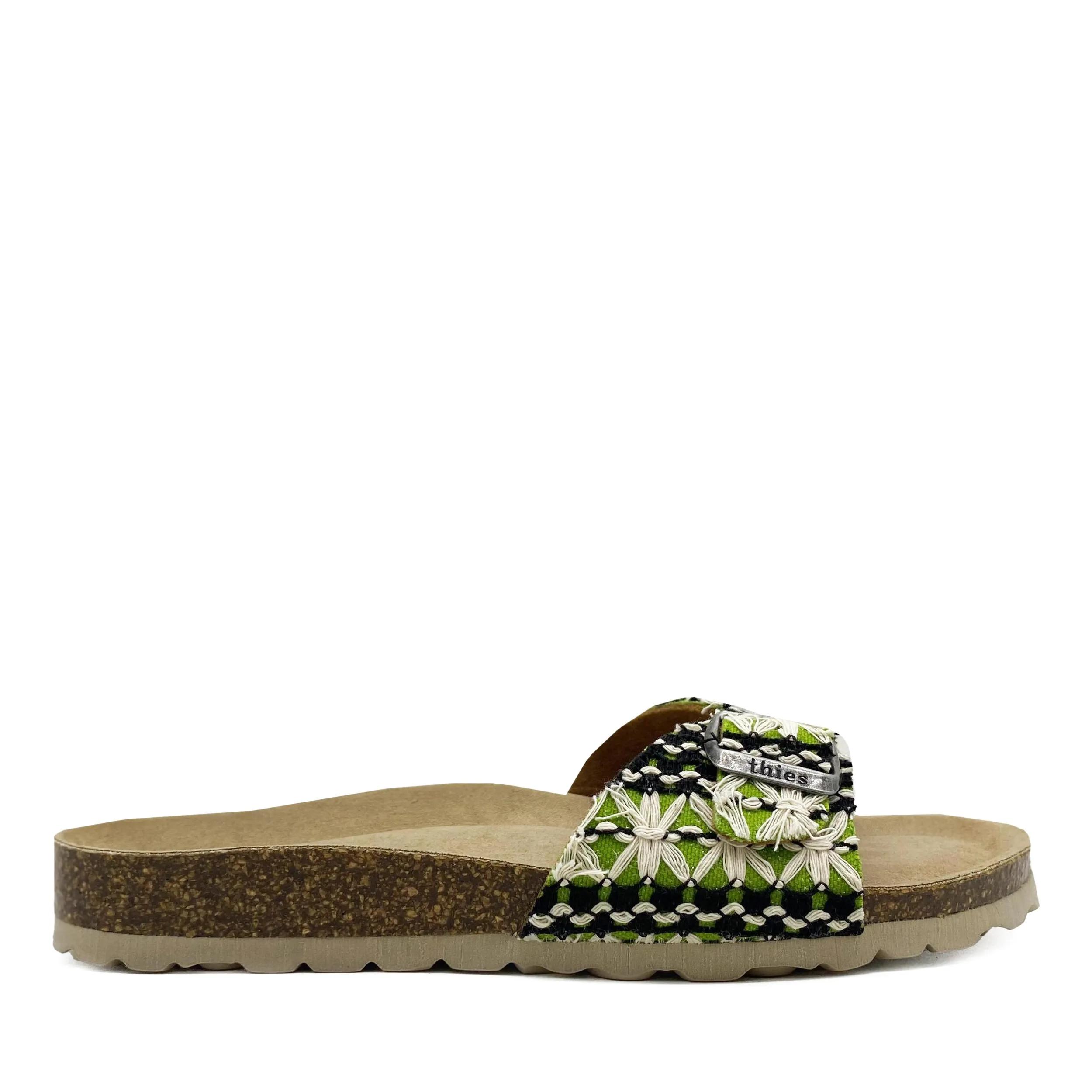 thies Sneakers - thies 1856 ® Eco Boho Strap Sandal vegan green (W/ - Gr. 41 (EU) - in Bunt - für Damen