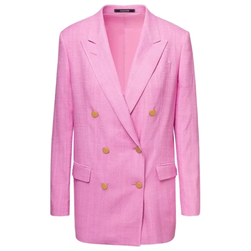 Tagliatore Jasmine' Pink Double-Breasted Jacket With Gold-Ton Pink 