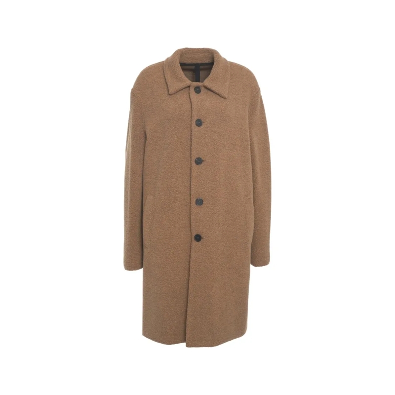 Harris Wharf  Mid-Length Relaxed Fit Wool-Blend Coat With Classi Brown