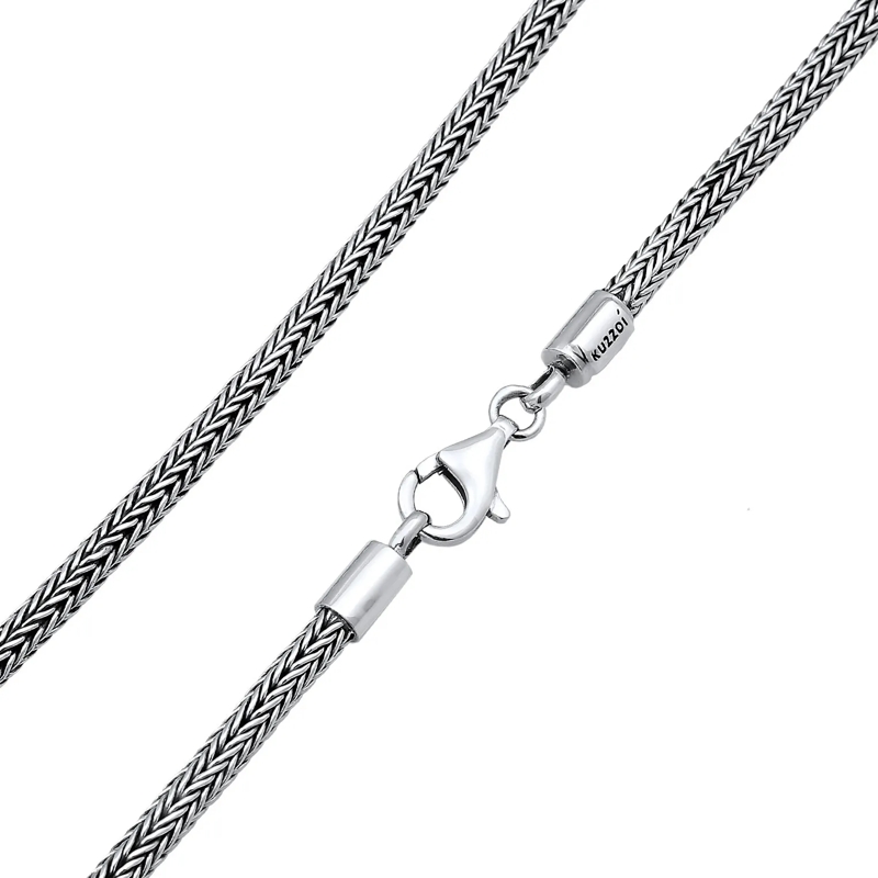 Kuzzoi Mittellange Halskette Halskette Herren Basic Schlangenkette Oxidiert 925 silber(Image 6)