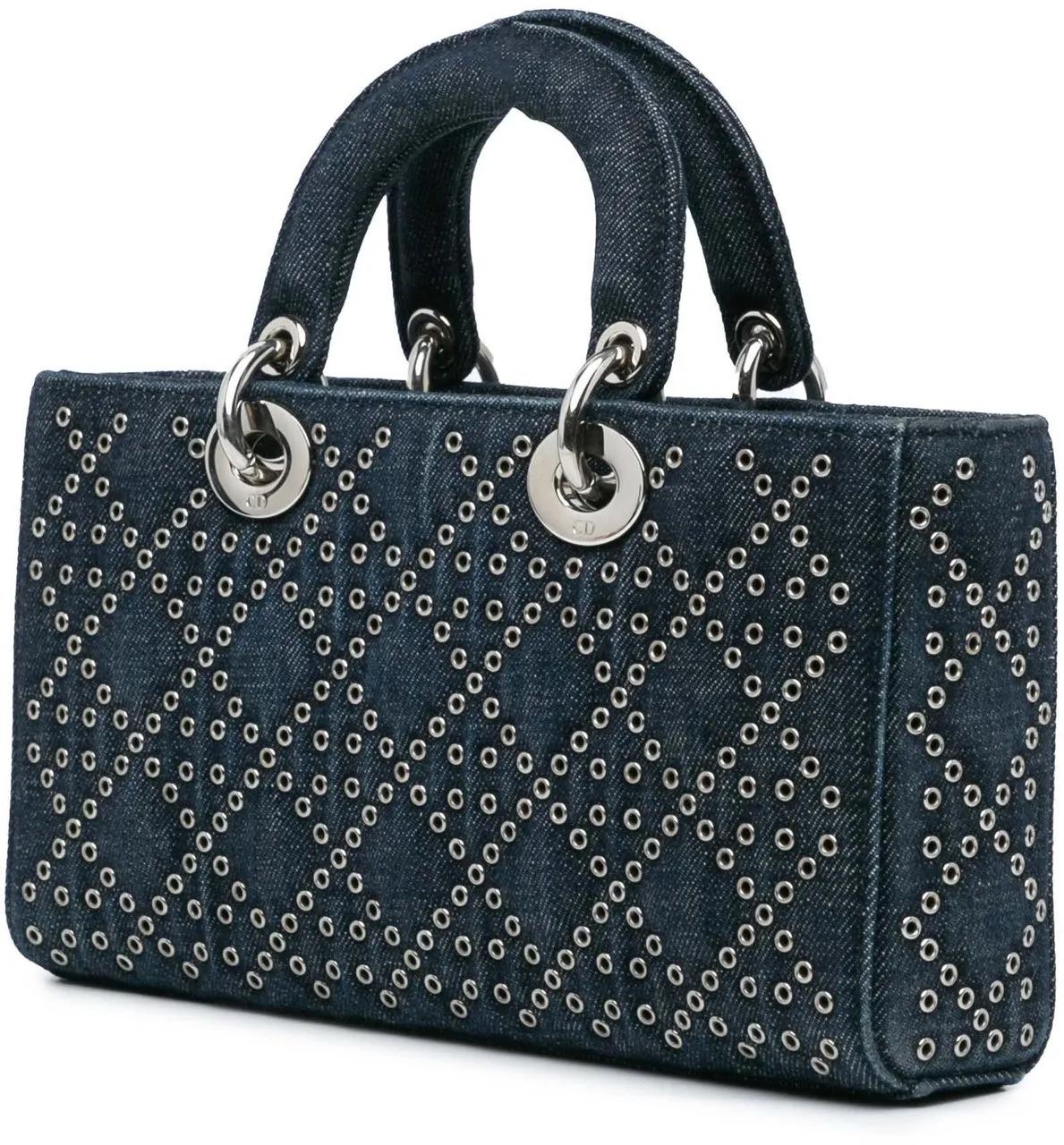 Thumbnail - Christian Dior Hobo Bags - 2022 Medium Denim Cannage Eyelet Lady D Joy - Gr. unisize - in Blau - für Damen
